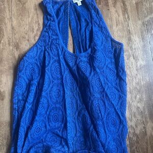 Lily White Cobalt Blue Lace Racerback Tank